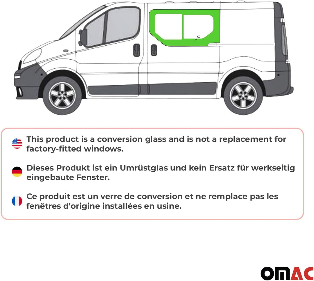 Schiebefenster Seitenfenster Auto Fenster kompatibel mit Opel Vivaro 2001-2014 Links L1 L2 | Auto Sc