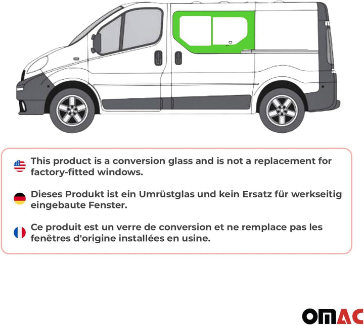 Schiebefenster Seitenfenster Auto Fenster kompatibel mit Opel Vivaro 2001-2014 Links L1 L2 | Auto Sc
