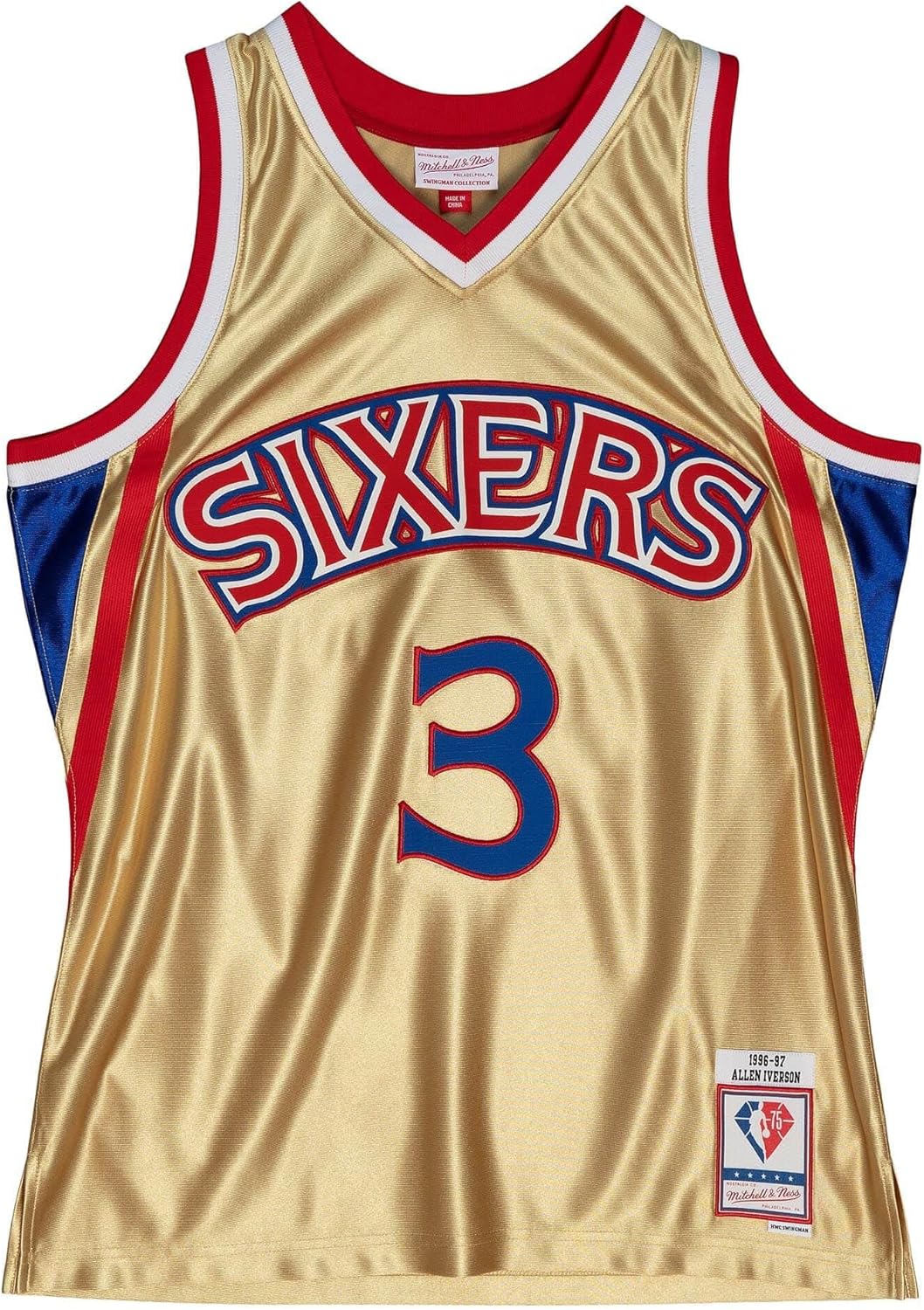 Mitchell & Ness NBA 75th Anniversary Swingman Jersey - Gold M Philadelphia 76ers - Iverson Gold, M P