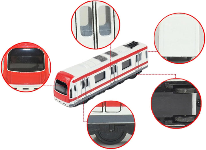 Zug Spielzeug, 4PCS Multi-Auto-Eisenbahnsatz,Legierung City Rail U-Bahn-Zugmodell,1/64 Skala Legieru