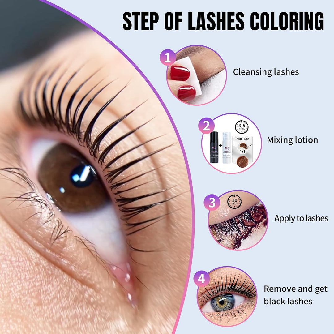 PERMANIA Augenbrauen und Wimpernfarbe Set, 2 In 1 Wimpern Färben Schwarz Set, Farbe Bis zu 4 Wochen,
