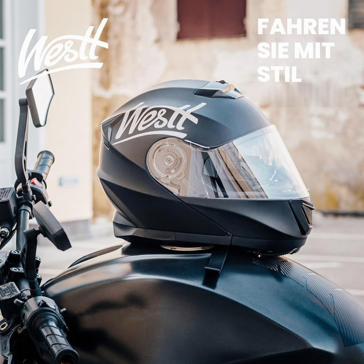 Westt Motorradhelm Integralhelm Herren Damen mit verstärktem Kinnschutz Chopper Moped Mofa Roller He