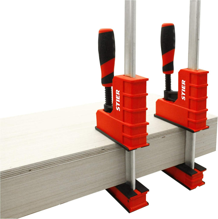 STIER Korpuszwinge, 600 mm Spannweite, 95 mm Ausladung, 6000 N Spannkraft, aus duktilem Gusseisen, S