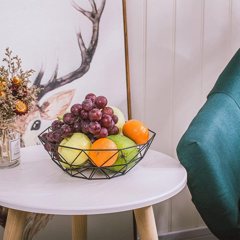 Obstschale Schwarz Rund Obstschalen, Moderne Obstschalen aus Metall, Modern Fruit Basket Bowl Obstau