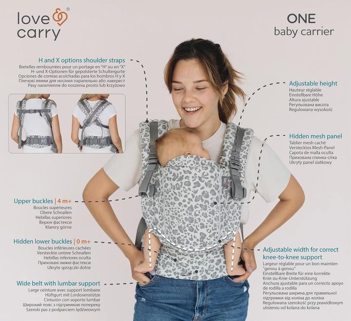 Love & Carry ONE Babytrage für Neugeborene (Denim), Denim