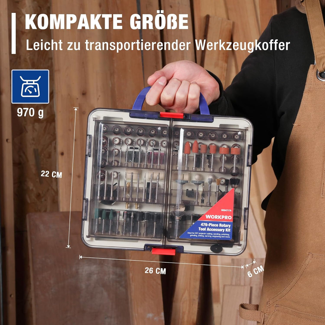 WORKPRO Multifunktionswerkzeug Zubehör Set 476 tlg. Drehwerkzeug Mehrzweck Zubehörset Zubehörsatz fü