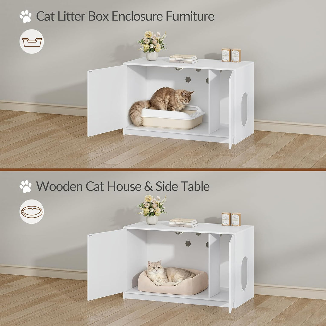 Katzenklo Schrank, Versteckte Katzenschrank, 100x50x60,5cm, Weiss | Katzentoilette Möbel, Katzenschr