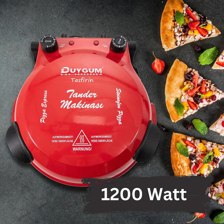 TruWare Pizzaofen elektrisch bis 400 Grad | Elektrischer Pizzabäcker mit Pizza-Schieber Steinplatte