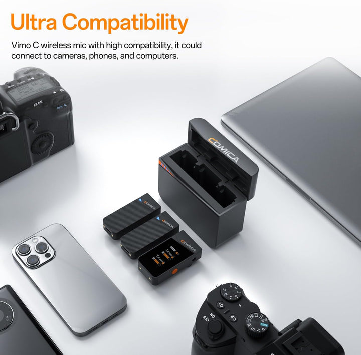COMICA Vimo C3 Lavalier Mikrofon Wireless, Funkmikrofon mit Geräuschunterdrückung, Überwachung, Stum