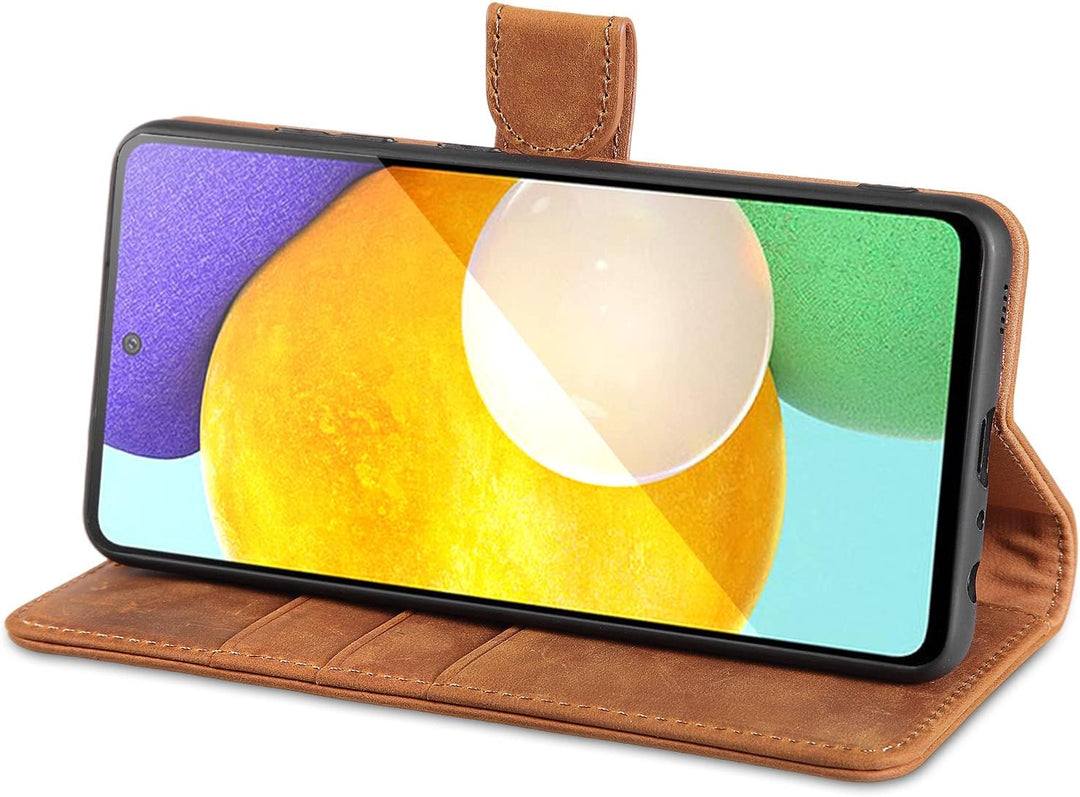 LENSUN Echtleder Hülle für Samsung Galaxy A52, A52s 5G Handyhülle [Echtes Leder] [Magnetverschluss]