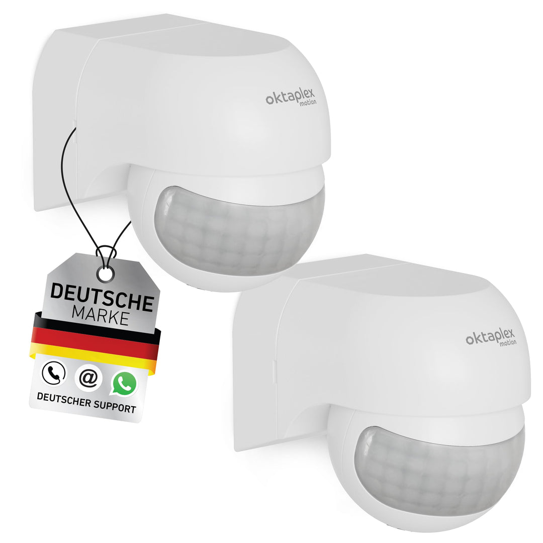 Oktaplex 2er Set Ana Bewegungsmelder Aussen schwenkbar 230 V IP44 180° Bewegungssensor 12 m Reichwei