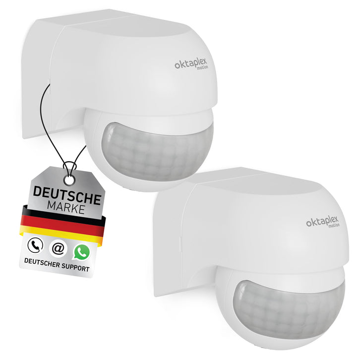 Oktaplex 2er Set Ana Bewegungsmelder Aussen schwenkbar 230 V IP44 180° Bewegungssensor 12 m Reichwei