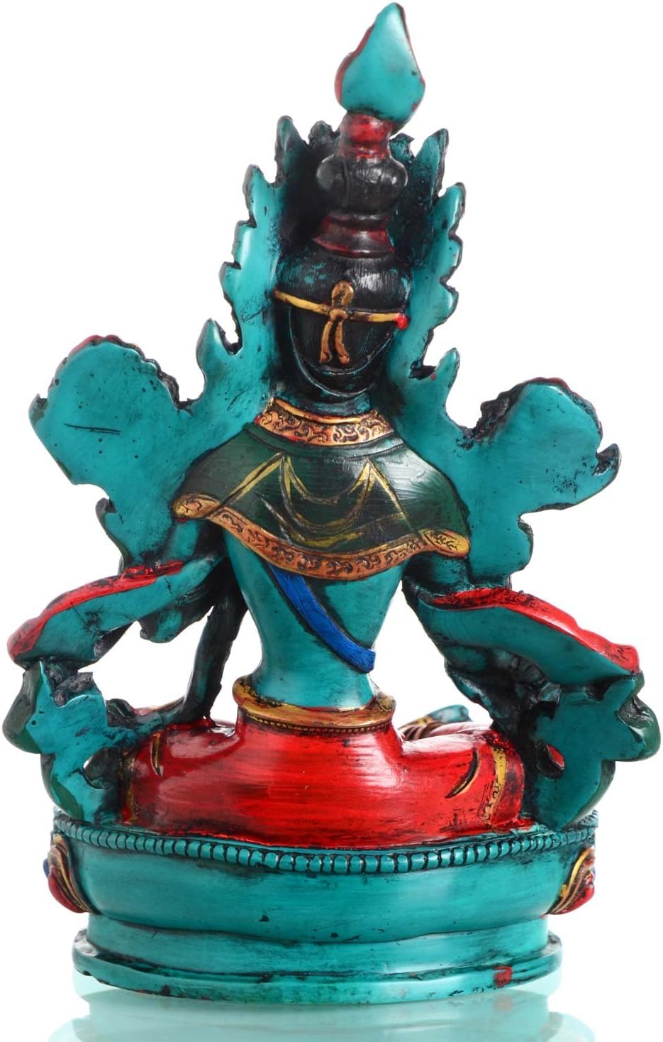 Buddhafiguren - Grüne Tara 21 cm Resin türkis bemalt Buddhastatue Buddha Dekoration tibetische Bodhi