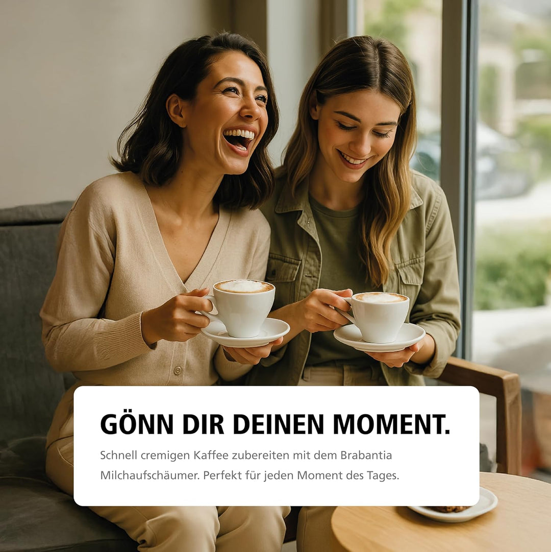 Brabantia Elektrischer Milchaufschäumer, 500 Watt, 300 ml, 4-in-1, BPA-frei, Warm & Kalt, 4 Stufen,