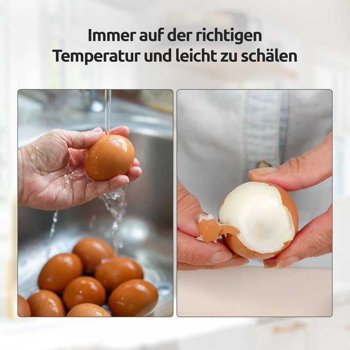 Olvy automatischer Eierkocher 6 Eier – Profi 6-in-1 Eierkocher mit LCD-Timer und Dampfgarer – ideal