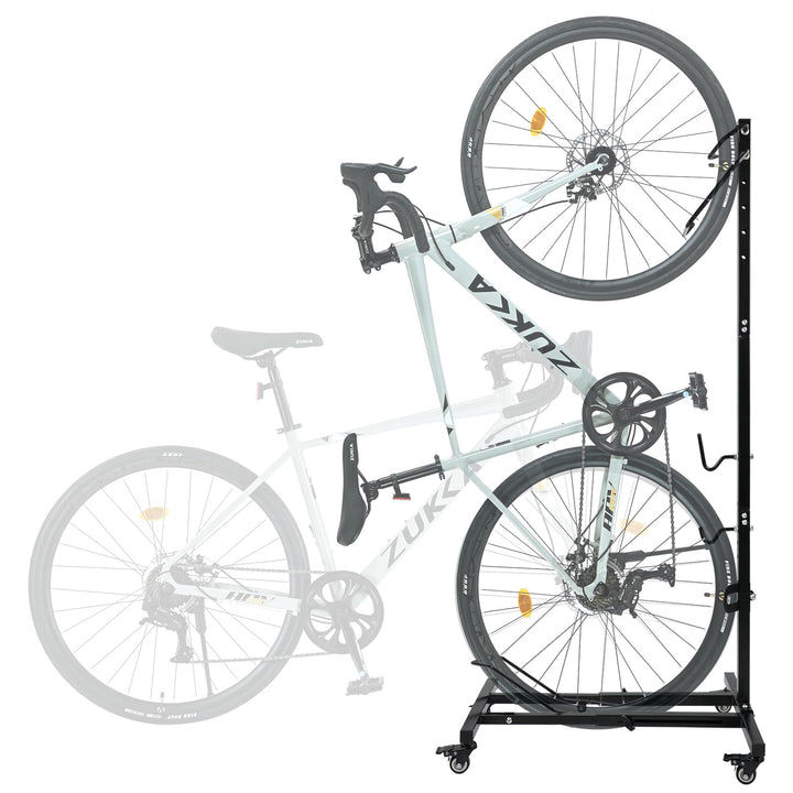 Fahrradständer mit Rollen, Vertikal &amp; Horizontal höhenverstellbar Schwarz, Schwarz