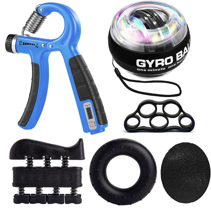 Handtrainer Fingertrainer, Griffkraft Trainer Training Set - 6er-Pack, Verstellbarer Grip Trainer, F