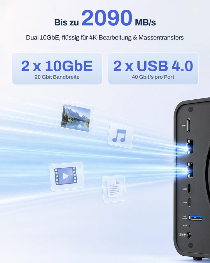 TERRAMASTER F6-425 Pro NAS-Speichersystem – 6 Einschübe, Core i3-1315U (6 Kerne, 8 Threads), 8 GB DD