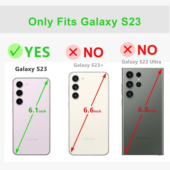 LENSUN Echtleder Hülle für Samsung Galaxy S23, Handyhülle [Echtes Leder] [Magnetverschluss] [RFID Sc
