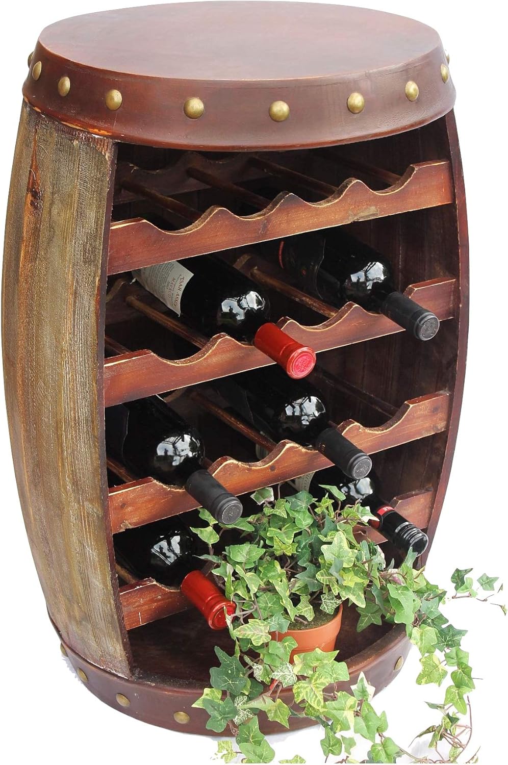 DanDiBo Weinregal Holz mit Ablage Weinfass 1546 Fass 70cm Flaschenregal Flaschenständer Weinständer