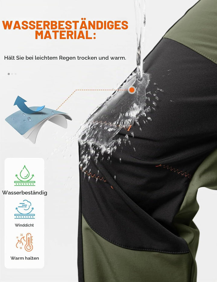 donhobo Herren Wanderhose Gefüttert Winterhose Wasserdicht Winddicht Warm Verdickte Softshellhose Ou