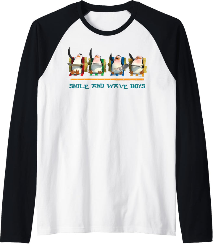 Madagascar Penguins Smile And Wave Text Poster Raglan