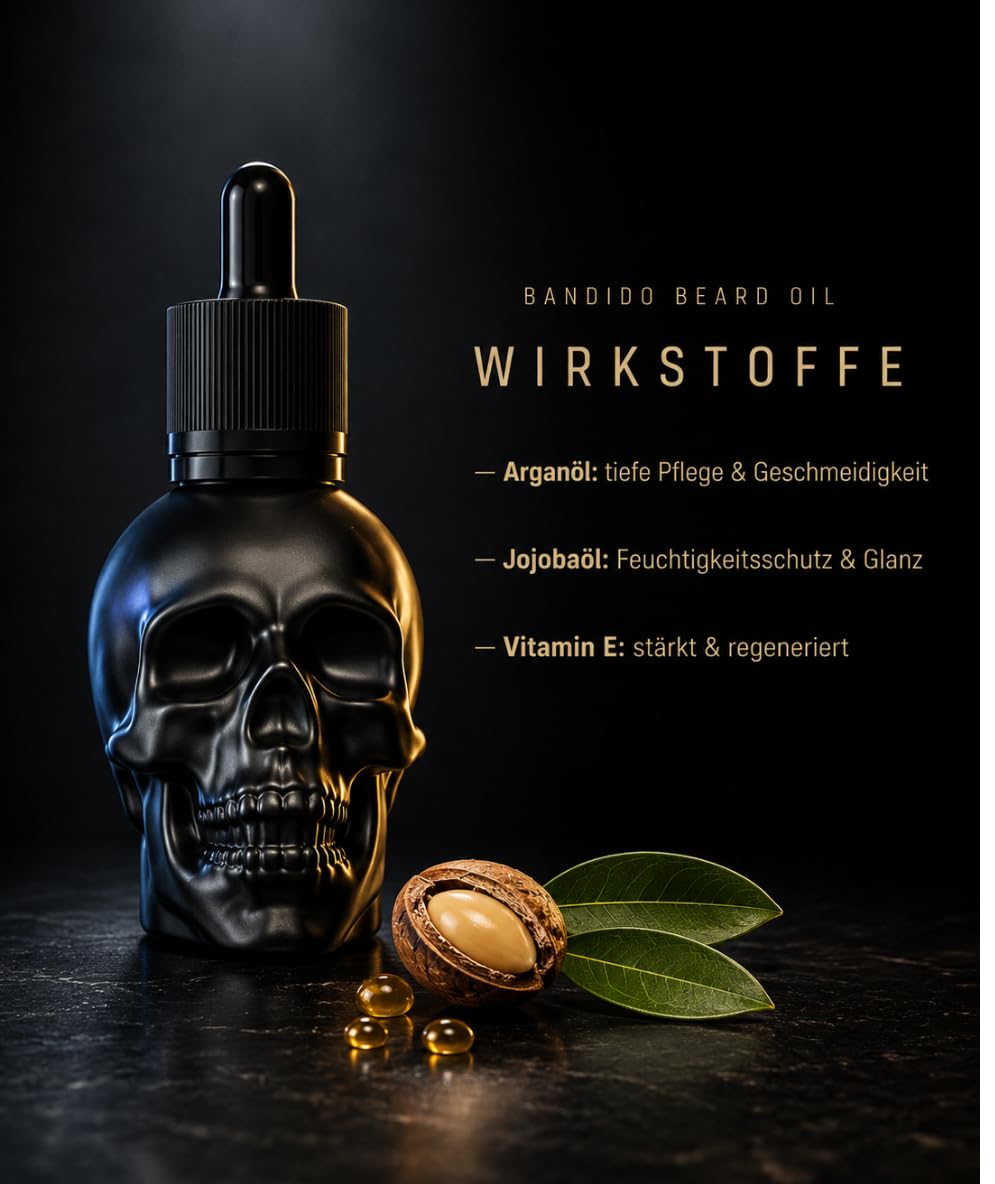 Bandido Barbershop Beard Oil 40ml Bart Öl für die tägliche Bartpflege von 3-Tage-Bart bis Vollbart B