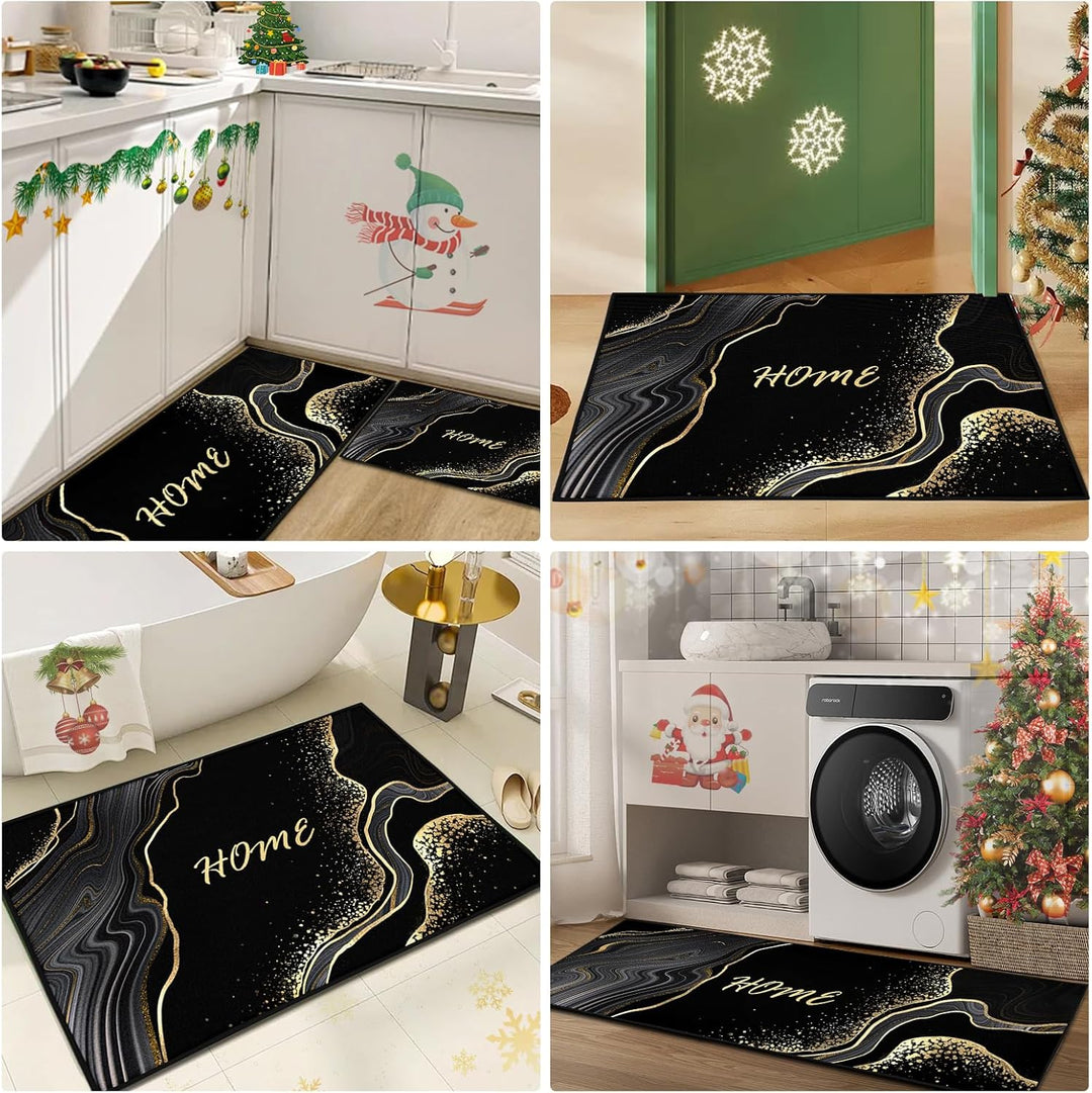 Küchenteppiche 2 Stück, Rutschfestes und aufnehmen Sonnenblume Muster Küchenläufer Küchenteppich Für