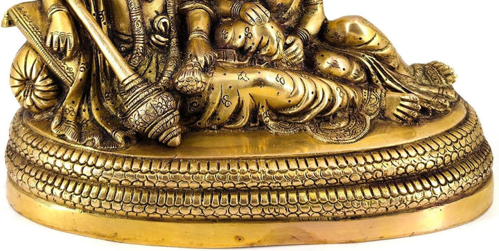 Weisswal-Lord Vishnu mit Lakshmi Rest Upon Shesha Naag Messing Statue religiöse Stärke Skulptur Idol