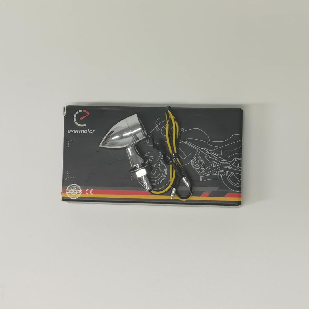 evermotor Universal 12V E24 Mini Motorrad LED Blinker Bullet Zinklegierung im Feinguss IP67 Wasserdi