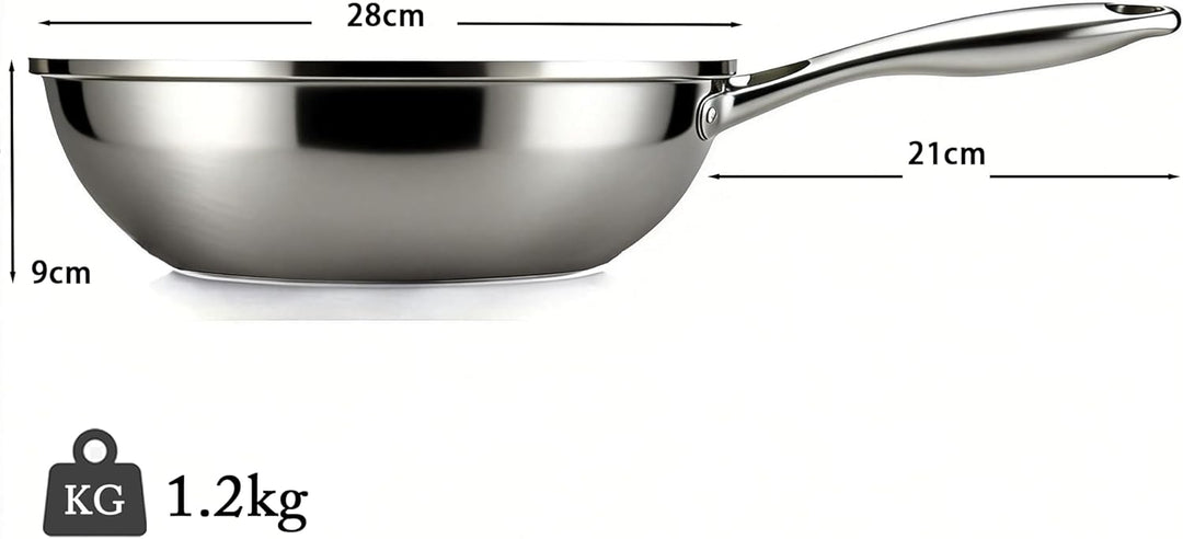 SSGP Titan-Wokpfanne 28-30cm, PFOA-frei & unbeschichtet, 3-Schicht-Vollkapselboden für Induktion & G