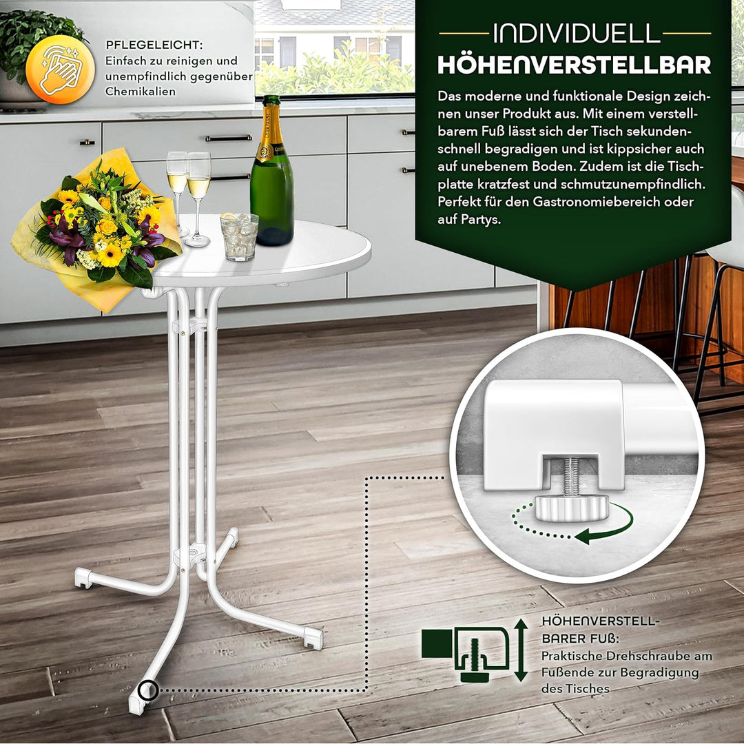 tillvex® Gastro Stehtisch klappbar Ø70cm mit Husse | Bistrotisch FERTIG MONTIERT | Klapptisch rund -