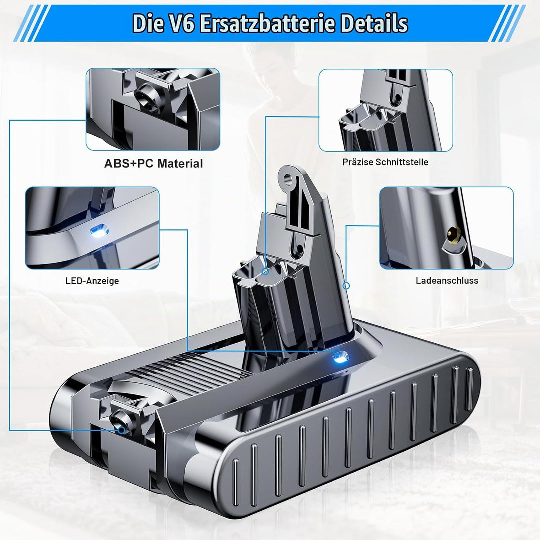 V6 Akku für Dyson, Ersatzakku für Dyson V6 Akku Kompatibel mit DC62 DC58 DC59 DC61DC62 Animal DC72 D