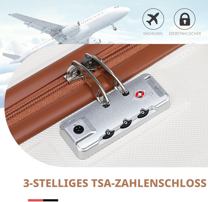 KONO Kofferset 4 Teilig Hartschalekoffer mit TSA Schloss Gepäcksets Handkoffer Mittelgross Gross Tro