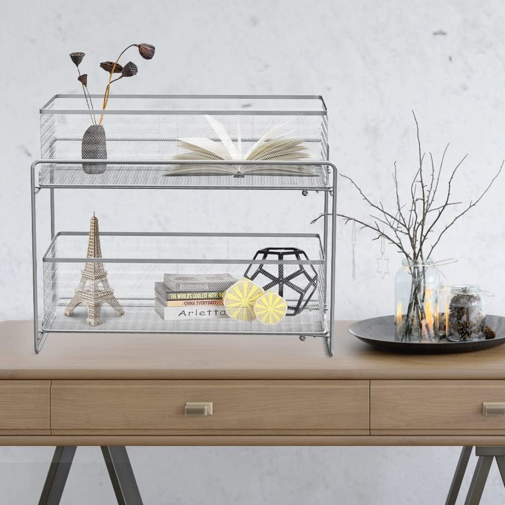 HUOLE 2 Tier Organizer mit Speicher Unter Waschbecken Schiebeschrank Korb herausziehen Snack Organiz
