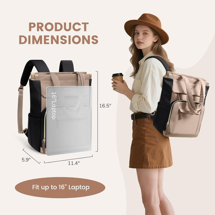 Rucksack Damen, Laptop Rucksack 16 Zoll, Tote Bag Arbeitstasche Backpack Women Gross, Rucksäcke Eleg