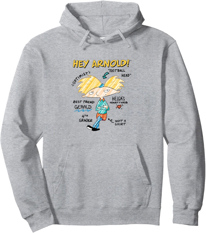 Hey Arnold! Facts Diagram Sketch Portrait Pullover Hoodie