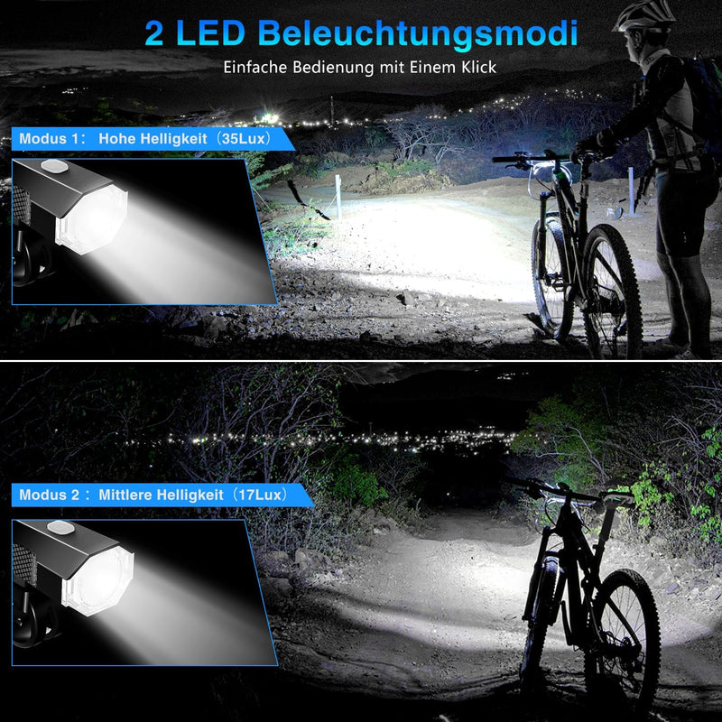 LED Fahrradlicht Set Wiederaufladbare, STVZO Zugelassen Fahrradlicht Fahrradlichter Fahrradlampe Set