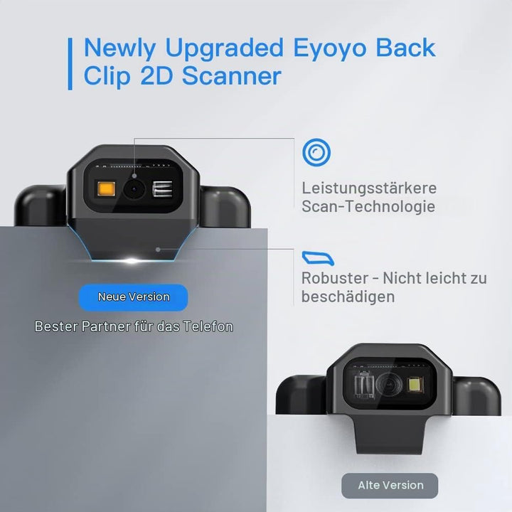 Eyoyo 2D Tragbar Bluetooth Tragbar Barcode Scanner, Back Clip Kabellos 1D Qr Barcode Leser Mit Bluet