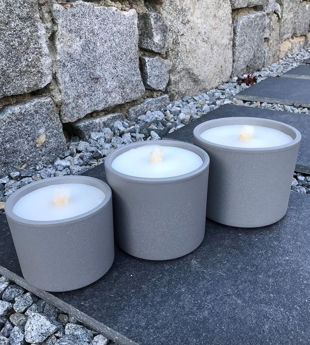 WeberHomemade | Schmelzlicht mit Dauerdocht &amp; handgefertigten Dochthalter | grau hellgrau / 3 Grösse