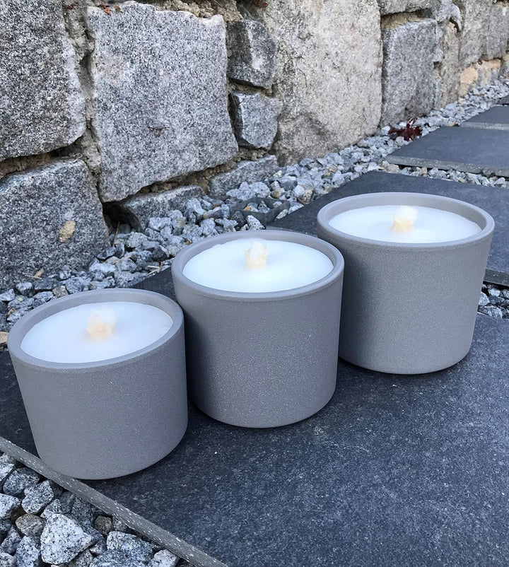 WeberHomemade | Schmelzlicht mit Dauerdocht &amp; handgefertigten Dochthalter | grau hellgrau / 3 Grösse