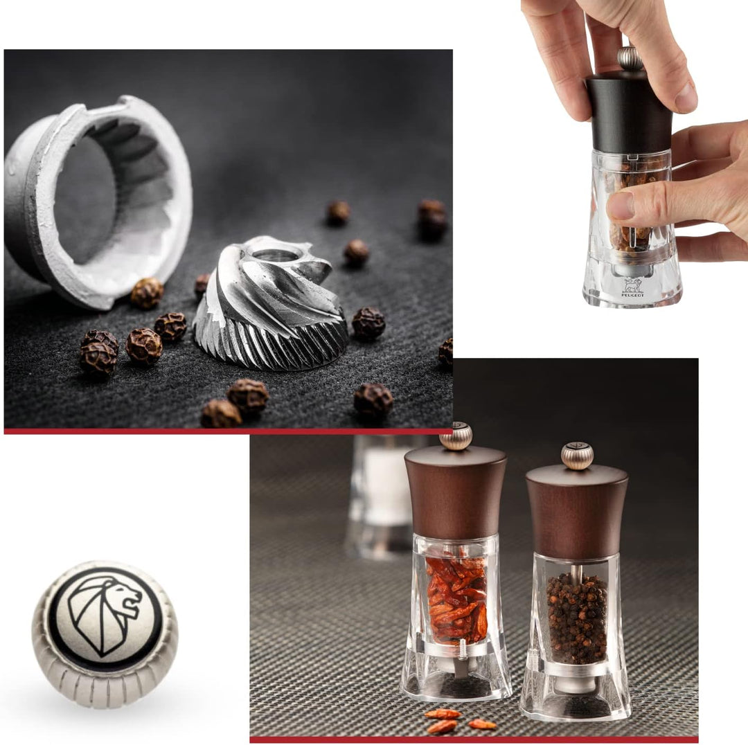 Peugeot Oléron Manuelle Chilimühle, Klassische Mahlgradeinstellung, Höhe: 14 cm, Holz/Acryl, Braun/T