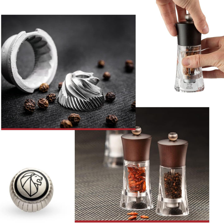 Peugeot Oléron Manuelle Chilimühle, Klassische Mahlgradeinstellung, Höhe: 14 cm, Holz/Acryl, Braun/T