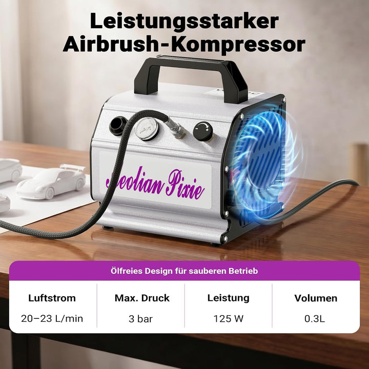 Airbrush Kompressor AS176 kompakt Airbrushkompressor 3 bar Einzylinder