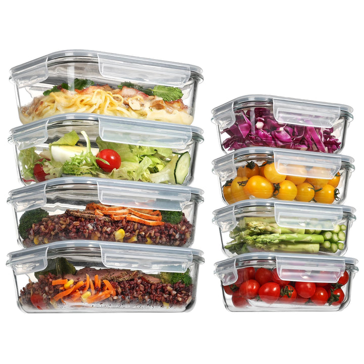 Vtopmart 8er-Pack Meal Prep Boxen Glas, Glasbehälter mit Deckel, (997ML & 355 ML) Mealprepboxen, BPA