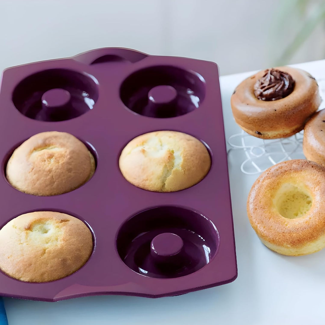 TUPPERWARE Backen Silikonform Donut/Bagel lila Backform Silikon Diabolo Donut Silikon, Donut Silikon