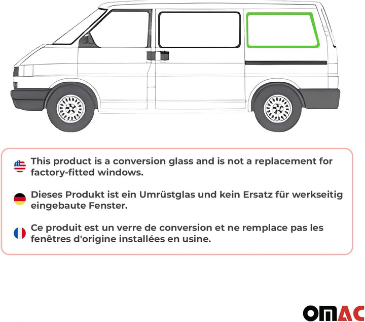 Seitenfenster Sicherheitsglas Kompatibel mit VW T4 Transporter 1990-2003 Auto Links L1 Hinten Transp