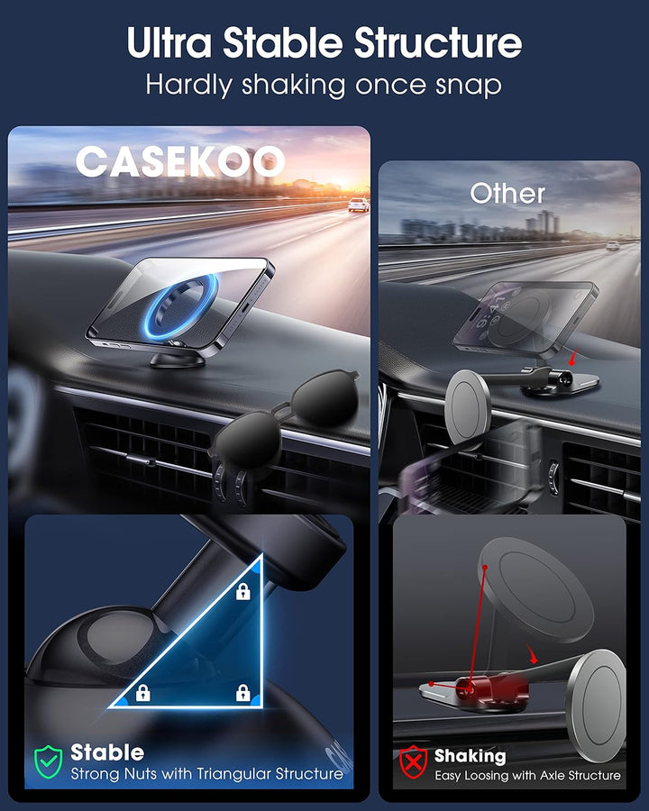 CASEKOO [2024 Neueste] Handyhalterung Auto für MagSafe [Nr.1 Magnetkraft & Fällt Nie ab] [Nr.1 Stabi