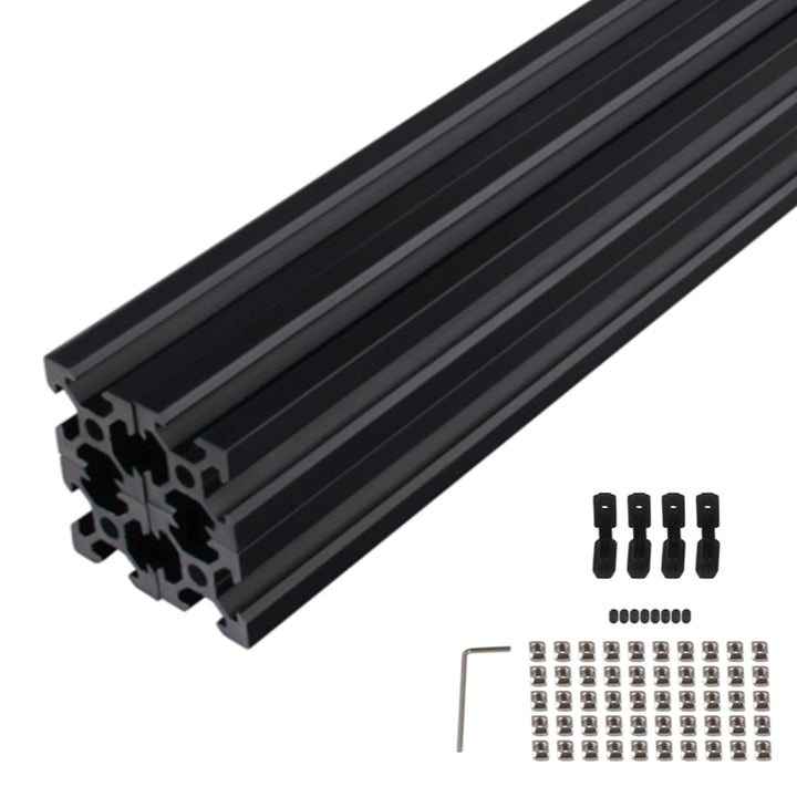 GooEquip 4 Stück 500mm Aluminiumprofil Extrusions 2020 V-Slot Schwarz Europäischer Standard Eloxiert