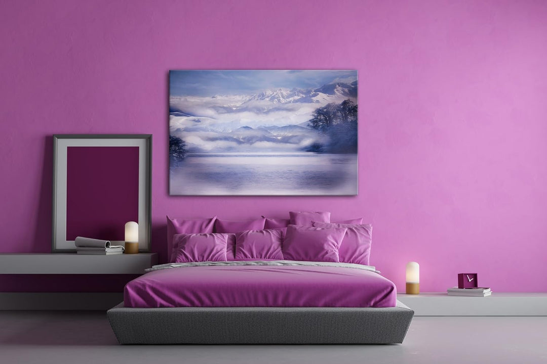 deyoli grossartige gemalte Berglandschaft Format: 100x70 als Leinwand, Motiv fertig gerahmt auf Echt